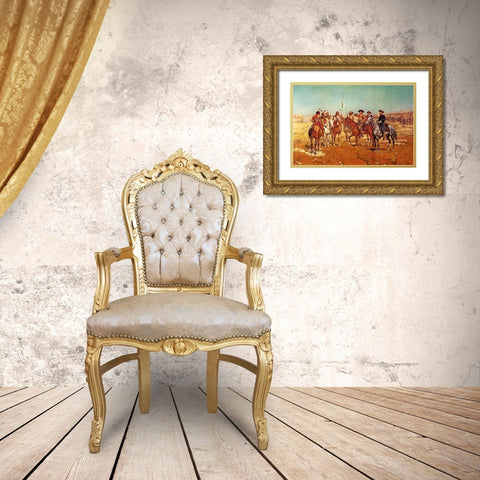 Custers Demand Gold Ornate Wood Framed Art Print with Double Matting by Shreyvogel, Charles