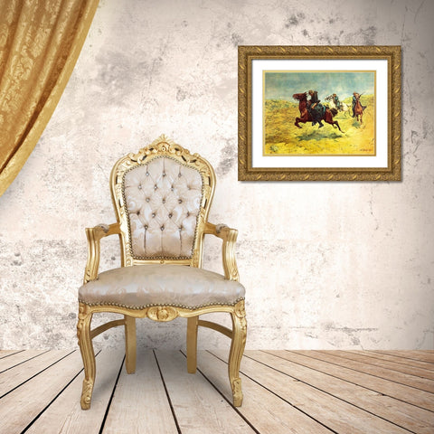 My Bunkie - The Rescue Gold Ornate Wood Framed Art Print with Double Matting by Shreyvogel, Charles