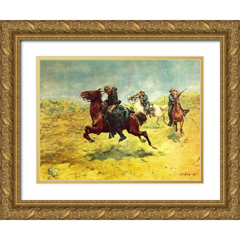 My Bunkie - The Rescue Gold Ornate Wood Framed Art Print with Double Matting by Shreyvogel, Charles