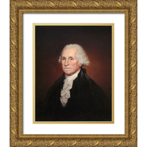 George Washington Gold Ornate Wood Framed Art Print with Double Matting by Peale, Rembrandt
