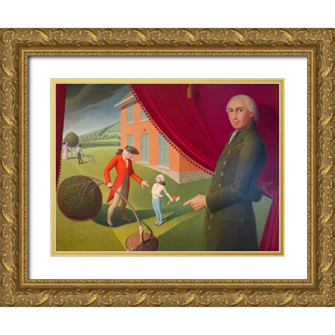 Parson Weems’ Fable Gold Ornate Wood Framed Art Print with Double Matting by Wood, Grant