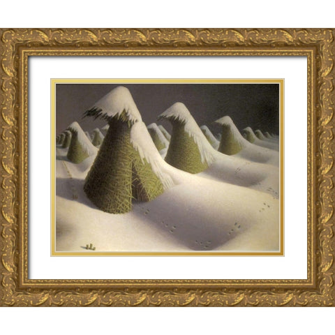 January Gold Ornate Wood Framed Art Print with Double Matting by Wood, Grant