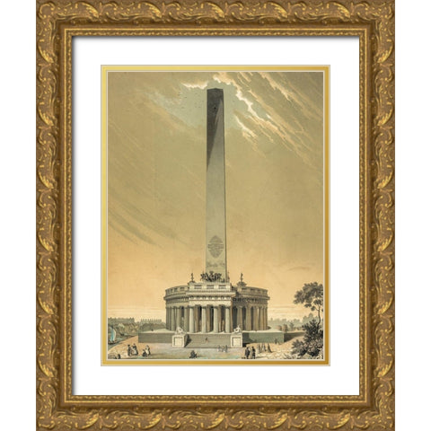 Design of the national Washington Monument Gold Ornate Wood Framed Art Print with Double Matting by Charles, Fenderich