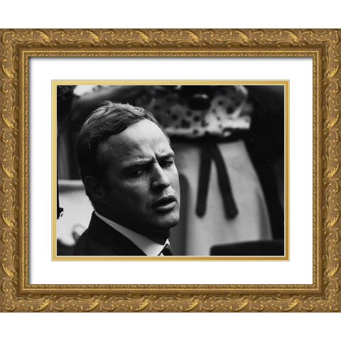 Civil Rights March on Washington-D.C. Actor Marlon Brando Gold Ornate Wood Framed Art Print with Double Matting by U.S. Archives