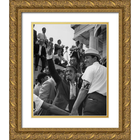 Civil Rights March on Washington-D.C. Actor Sammy Davis-Jr Gold Ornate Wood Framed Art Print with Double Matting by U.S. Archives