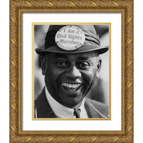A Demonstrator at the Civil Rights March on Washington Gold Ornate Wood Framed Art Print with Double Matting by U.S. Archives