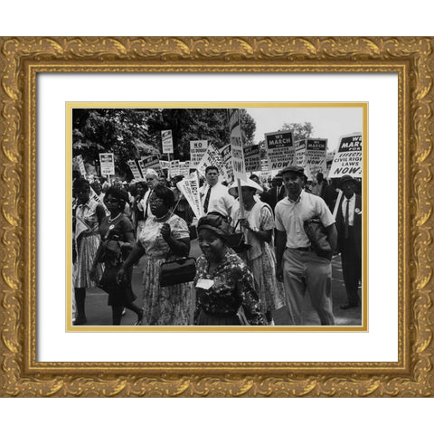 Photograph of the Civil Rights March on Washington Gold Ornate Wood Framed Art Print with Double Matting by U.S. Archives