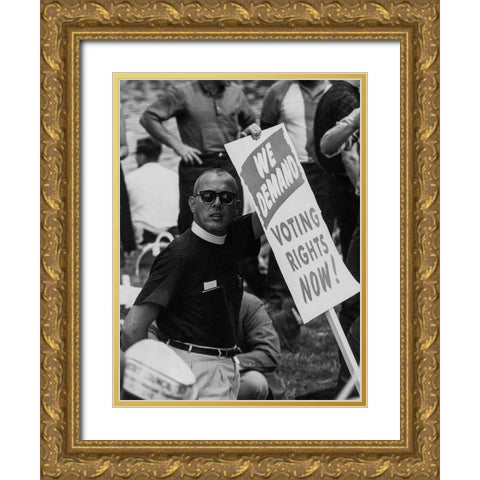 Civil Rights March on Washington-D.C. We Demand Voting Rights Now! Gold Ornate Wood Framed Art Print with Double Matting by U.S. Archives