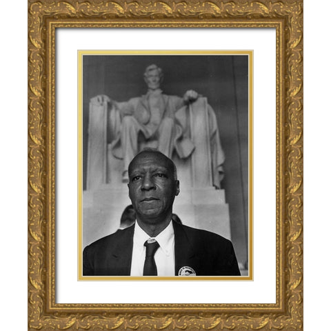 Civil Rights March on Washington-D.C. A. Philip Randolph-Organizer of the Demonstration Gold Ornate Wood Framed Art Print with Double Matting by U.S. Archives