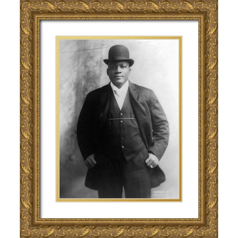 Jack Johnson the first African American world heavyweight champion boxer Gold Ornate Wood Framed Art Print with Double Matting by U.S. Archives