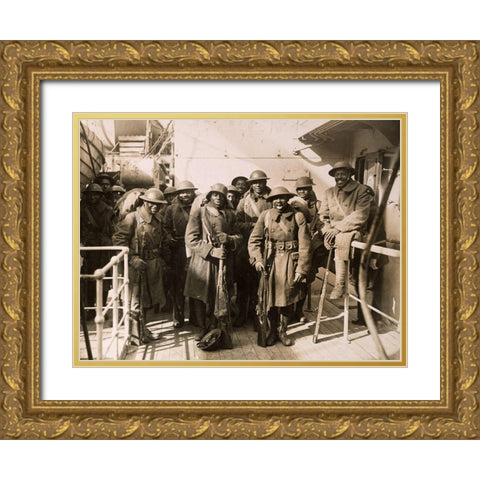 WWI Famous Colored Regiment Arrives Home on the France Gold Ornate Wood Framed Art Print with Double Matting by U.S. Archives