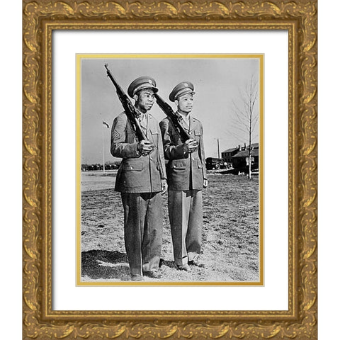 WWII Jackie Wilson (left) and Ray Robinson Gold Ornate Wood Framed Art Print with Double Matting by U.S. Archives