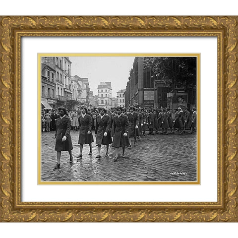 WWII Members of the 6888th Central Postal Directory Battalion Gold Ornate Wood Framed Art Print with Double Matting by U.S. Archives