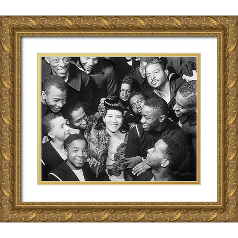 WWII Marva Louis-wife of champion Joe Gold Ornate Wood Framed Art Print with Double Matting by U.S. Archives