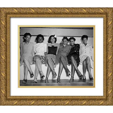 WWII Pin-up girls at NAS Seattle-Spring Formal Dance Gold Ornate Wood Framed Art Print with Double Matting by U.S. Archives