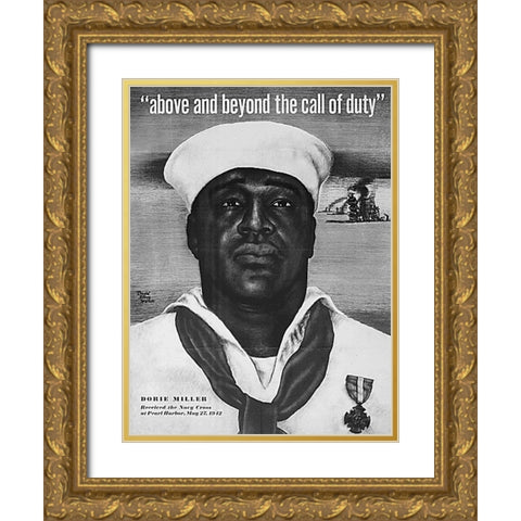 WWII Above and Beyond the Call of Duty Gold Ornate Wood Framed Art Print with Double Matting by U.S. Archives