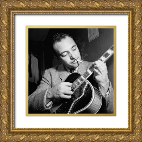 Django Reinhardt Gold Ornate Wood Framed Art Print with Double Matting by Gottlieb, William