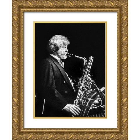 Gerry Mulligan Gold Ornate Wood Framed Art Print with Double Matting by Gottlieb, William