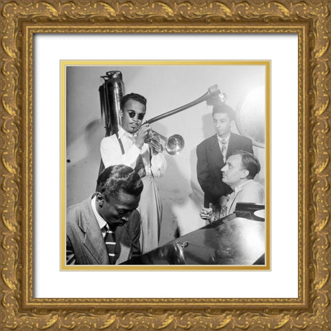 Howard McGhee-Brick Fleagle and Miles Davis-1947 Gold Ornate Wood Framed Art Print with Double Matting by Gottlieb, William