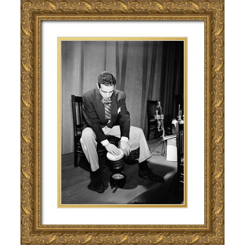 Portrait of Jack Costanzo-1947 Gold Ornate Wood Framed Art Print with Double Matting by Gottlieb, William