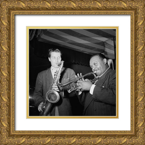 Rex William Stewart and Charlie Barnet  Aquarium-New York 1946 Gold Ornate Wood Framed Art Print with Double Matting by Gottlieb, William