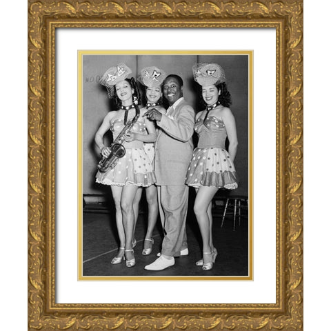 Louis Jordan-Paramount Theater-New York 1946 Gold Ornate Wood Framed Art Print with Double Matting by Gottlieb, William