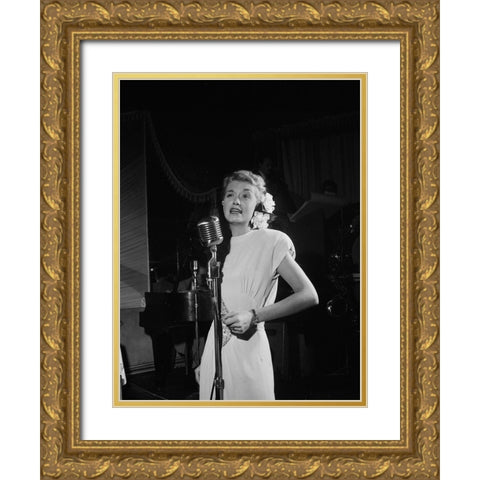 June Christy-Club Troubadour-New York 1947 Gold Ornate Wood Framed Art Print with Double Matting by Gottlieb, William