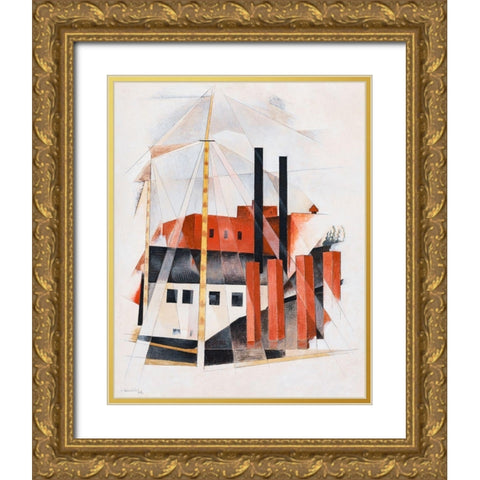 Piano Movers Holiday Gold Ornate Wood Framed Art Print with Double Matting by Demuth, Charles