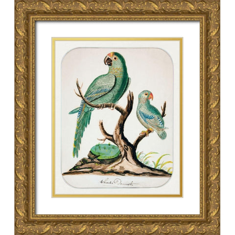 Two Parrots on a Barren Tree Gold Ornate Wood Framed Art Print with Double Matting by Demuth, Charles