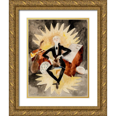 Musician Gold Ornate Wood Framed Art Print with Double Matting by Demuth, Charles