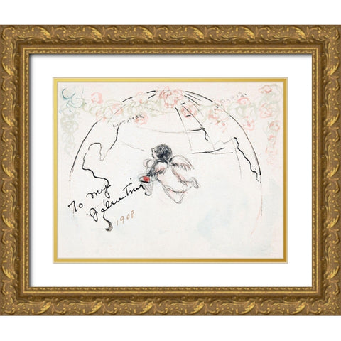 To My Valentine Gold Ornate Wood Framed Art Print with Double Matting by Demuth, Charles