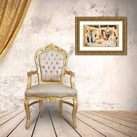 Lulu and Alva Schön at Lunch Gold Ornate Wood Framed Art Print with Double Matting by Demuth, Charles