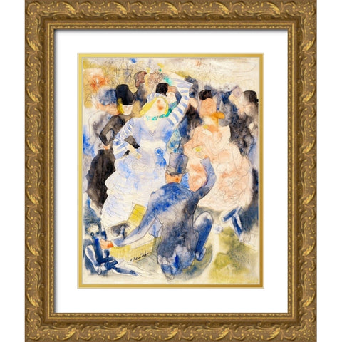 Nana at the Races Gold Ornate Wood Framed Art Print with Double Matting by Demuth, Charles