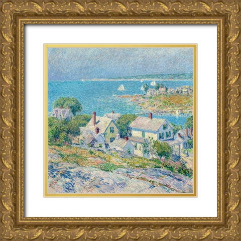 New England Headlands Gold Ornate Wood Framed Art Print with Double Matting by Hassam, Childe