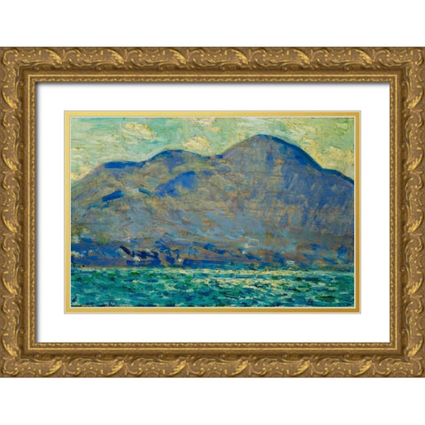 Mt Beacon at Newburgh Gold Ornate Wood Framed Art Print with Double Matting by Hassam, Childe