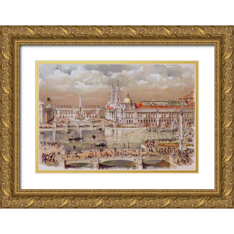 Upper Grand Basin Gold Ornate Wood Framed Art Print with Double Matting by Hassam, Childe