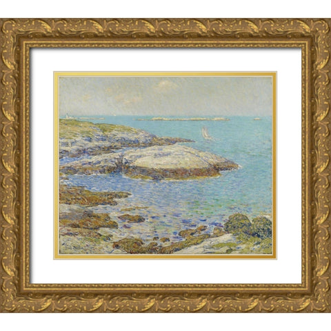Isles of Shoals Gold Ornate Wood Framed Art Print with Double Matting by Hassam, Childe