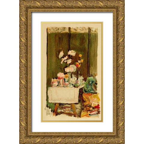 An Island Garden Gold Ornate Wood Framed Art Print with Double Matting by Hassam, Childe