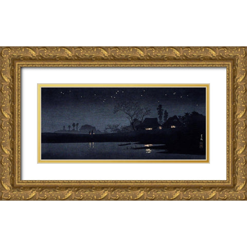 Starry Night Gold Ornate Wood Framed Art Print with Double Matting by Takahashi, Hiroaki