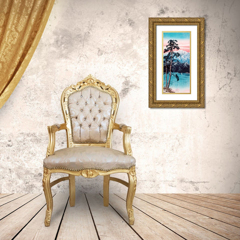 Lingering Snow on Mt Shirane-Nikko Gold Ornate Wood Framed Art Print with Double Matting by Takahashi, Hiroaki