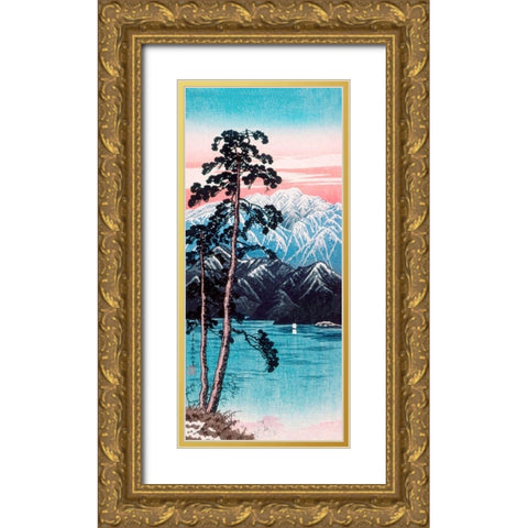 Lingering Snow on Mt Shirane-Nikko Gold Ornate Wood Framed Art Print with Double Matting by Takahashi, Hiroaki
