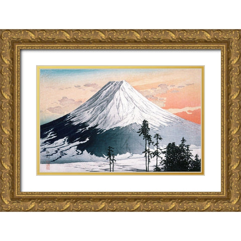 Katsuyama Neighborhood Gold Ornate Wood Framed Art Print with Double Matting by Takahashi, Hiroaki