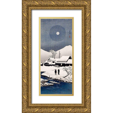 Snow at Nipponmatsu Gold Ornate Wood Framed Art Print with Double Matting by Takahashi, Hiroaki