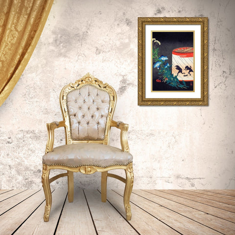 Bellflower and Lantern Gold Ornate Wood Framed Art Print with Double Matting by Takahashi, Hiroaki