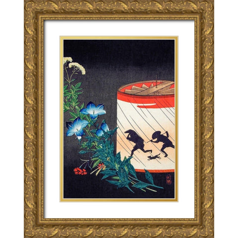 Bellflower and Lantern Gold Ornate Wood Framed Art Print with Double Matting by Takahashi, Hiroaki