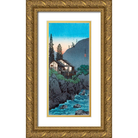 Hakone Gold Ornate Wood Framed Art Print with Double Matting by Takahashi, Hiroaki