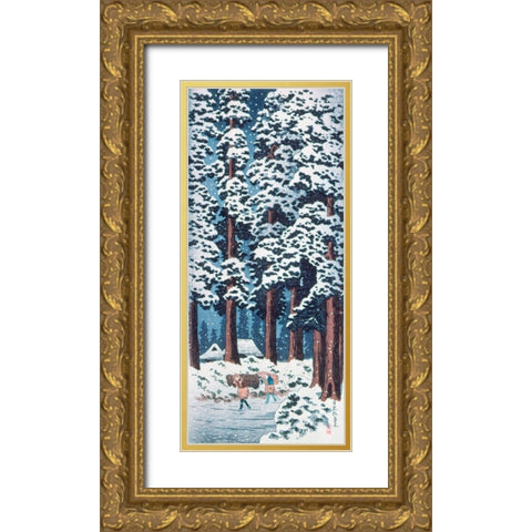 Cedar Tree-Lined Road at Nikko Gold Ornate Wood Framed Art Print with Double Matting by Takahashi, Hiroaki