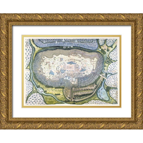 Fortified City of Ranthambhor Gold Ornate Wood Framed Art Print with Double Matting by Generation of Bagta
