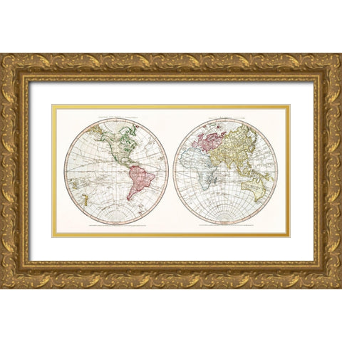 New World 1790 Gold Ornate Wood Framed Art Print with Double Matting by Faden, William