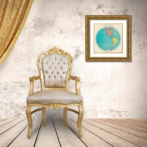 Western Hemisphere-World Atlas Gold Ornate Wood Framed Art Print with Double Matting by Rand McNally and Company